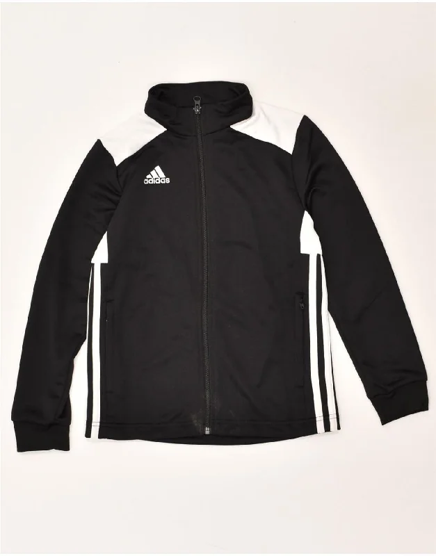 men's outdoor adventure jackets -ADIDAS Boys Tracksuit Top Jacket 9-10 Years Black Polyester