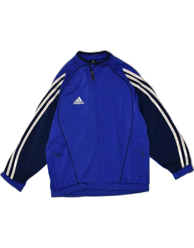 men's classic leather jackets -ADIDAS Boys Tracksuit Top Jacket 9-10 Years Medium Blue Polyester