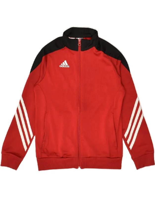 men's waterproof puffer jackets -ADIDAS Boys Tracksuit Top Jacket 9-10 Years Medium  Red Colourblock