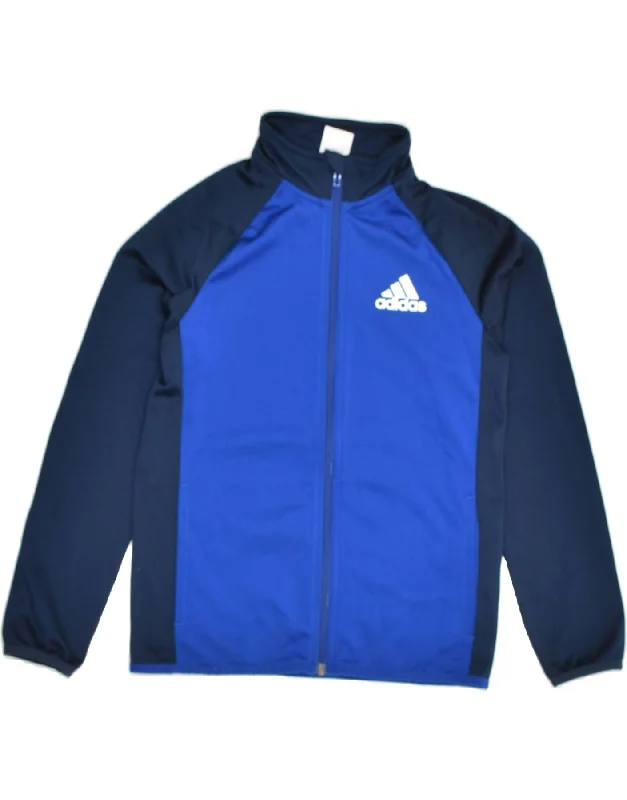 men's bomber jackets -ADIDAS Boys Tracksuit Top Jacket 9-10 Years Navy Blue Colourblock