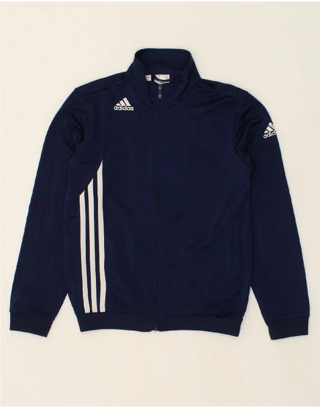 men's warm jackets for fall -ADIDAS Boys Tracksuit Top Jacket 9-10 Years Navy Blue Polyester