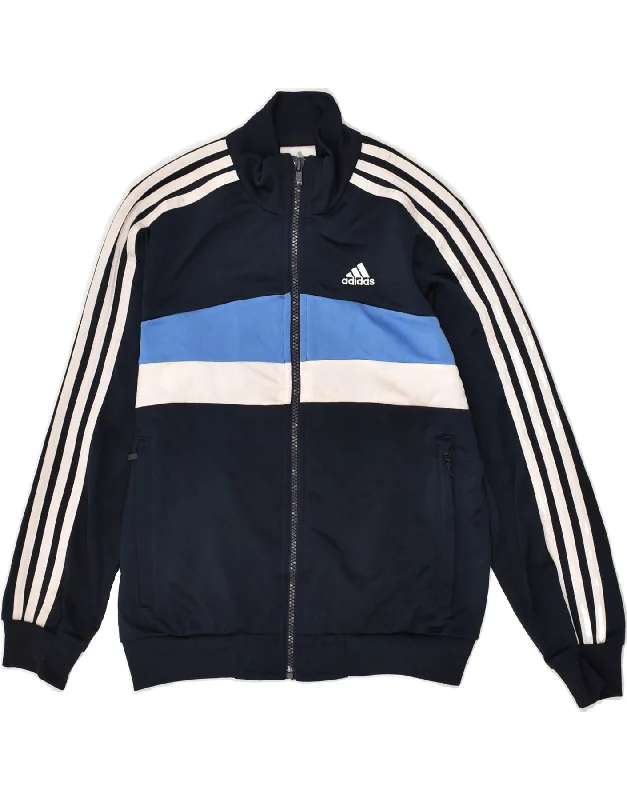 men's fleece jackets -ADIDAS Boys Tracksuit Top Jacket 9-10 Years Navy Blue