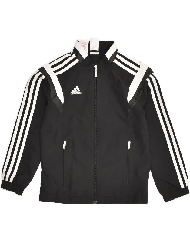 men's outerwear jackets for hiking -ADIDAS Boys Tracksuit Top Jacket 9-10 Years Small  Black Polyester