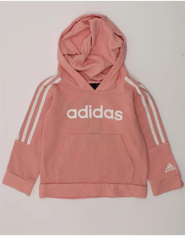 men's pullover sweatshirts -ADIDAS Girls Graphic Hoodie Jumper 3-4 Years Orange Cotton