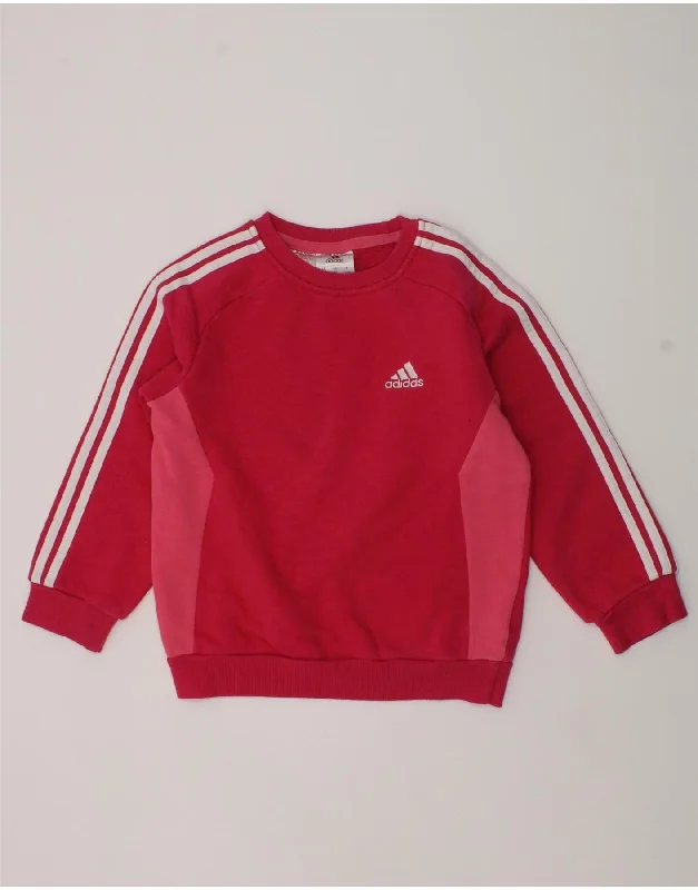 men's stylish pullover sweatshirts -ADIDAS Girls Graphic Sweatshirt Jumper 3-4 Years Pink Cotton