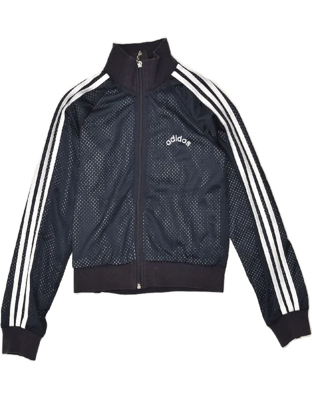 men's wool jackets -ADIDAS Girls Graphic Tracksuit Top Jacket 11-12 Years Medium Navy Blue