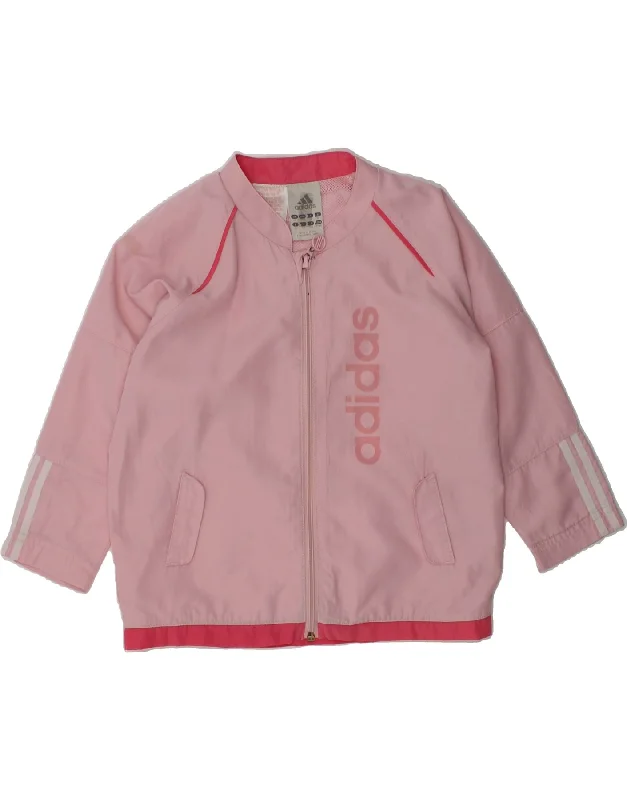 men's performance jackets -ADIDAS Girls Graphic Tracksuit Top Jacket 2-3 Years Pink Polyester