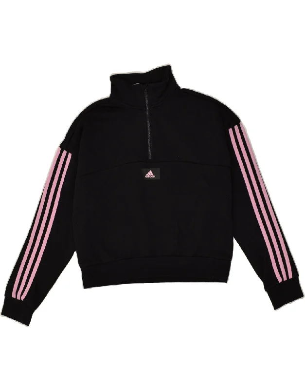 men's oversized hoodie sweatshirt -ADIDAS Girls Sweatshirt Jumper 13-14 Years Black Cotton