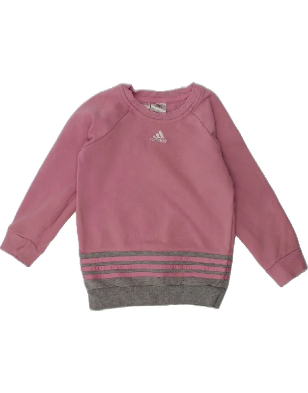 men's versatile hoodies -ADIDAS Girls Sweatshirt Jumper 3-4 Years Pink Cotton