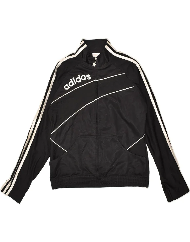 men's warm parkas for winter -ADIDAS Girls Tracksuit Top Jacket 11-12 Years Black Polyester