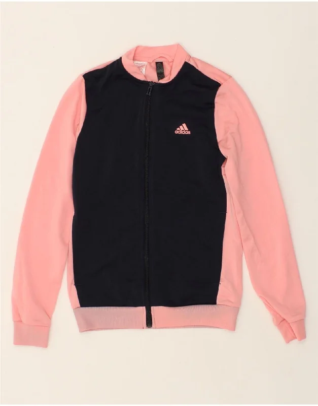 men's trench coats -ADIDAS Girls Tracksuit Top Jacket 13-14 Years Pink Colourblock Polyester