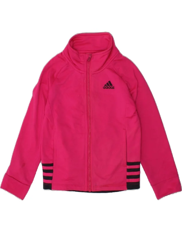 men's parka jackets for cold weather -ADIDAS Girls Tracksuit Top Jacket 3-4 Years Pink Polyester