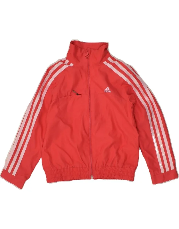 men's slim fit leather jackets -ADIDAS Girls Tracksuit Top Jacket 4-5 Years Red Polyester