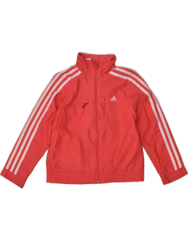 men's everyday jackets -ADIDAS Girls Tracksuit Top Jacket 5-6 Years Pink Polyester