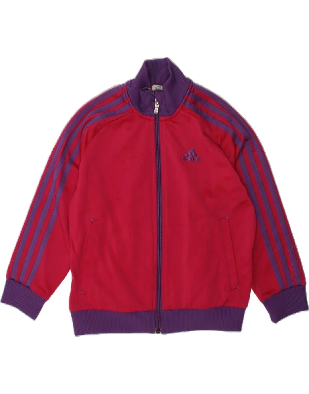 men's lightweight jackets -ADIDAS Girls Tracksuit Top Jacket 5-6 Years Red Polyester