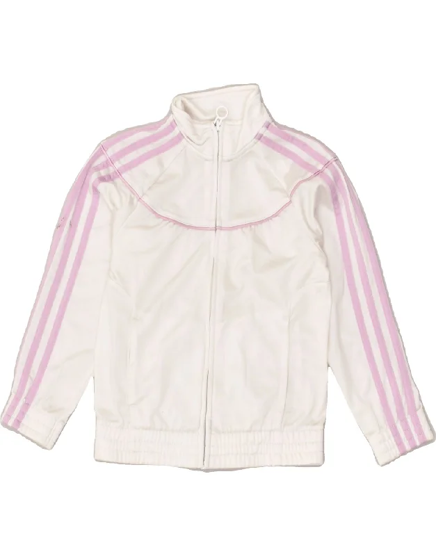 men's varsity jackets -ADIDAS Girls Tracksuit Top Jacket 5-6 Years White Polyester