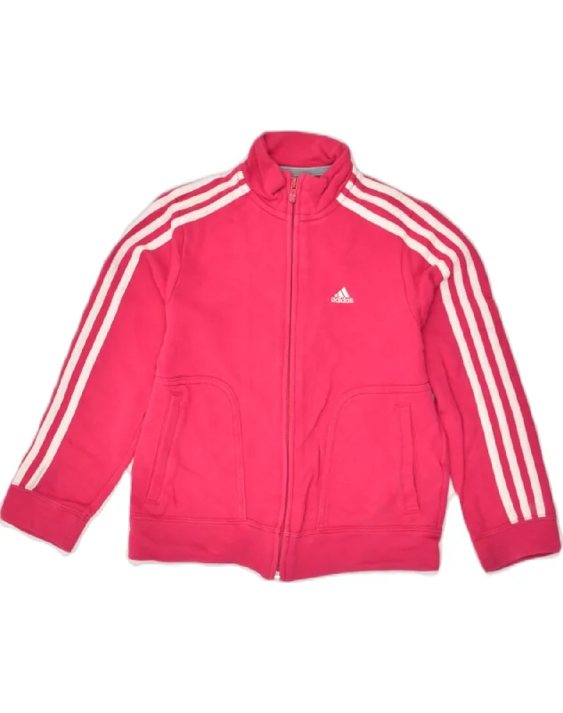 men's tailored jackets -ADIDAS Girls Tracksuit Top Jacket 9-10 Years Pink Cotton