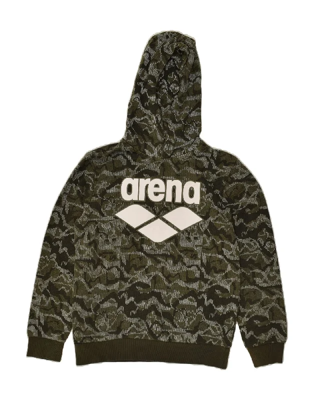 men's graphic sweatshirts with hoods -ARENA Boys Graphic Hoodie Jumper 11-12 Years Khaki Camouflage Cotton