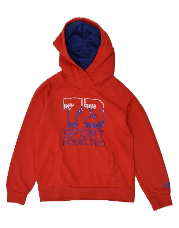 men's streetwear hoodies -ARENA Boys Graphic Hoodie Jumper 9-10 Years Red Cotton