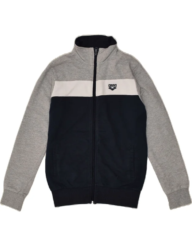 men's classic leather jackets -ARENA Boys Tracksuit Top Jacket 11-12 Years Grey Colourblock