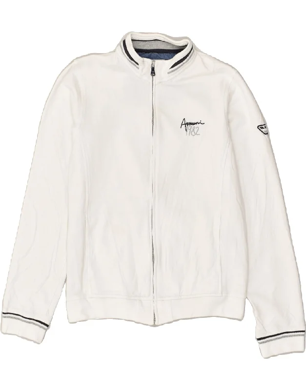 men's insulated winter jackets -ARMANI Boys Tracksuit Top Jacket 13-14 Years White Cotton