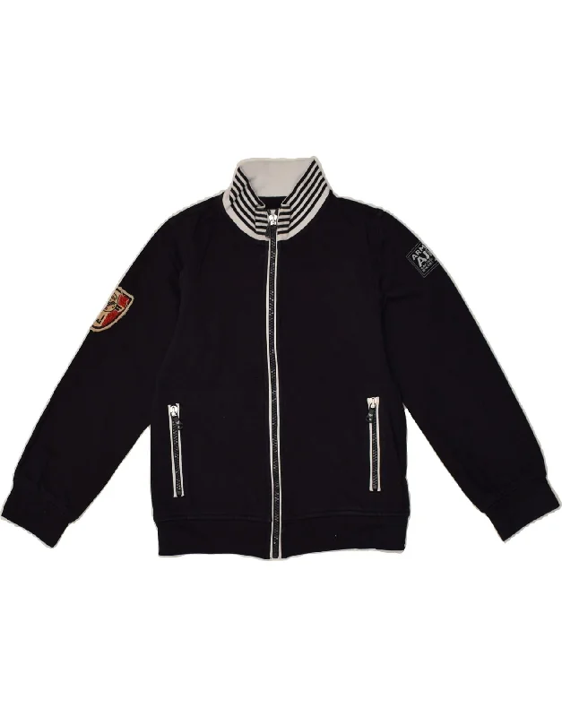 men's lightweight jackets for travel -ARMANI JUNIOR Boys Graphic Tracksuit Top Jacket 7-8 Years Black Cotton