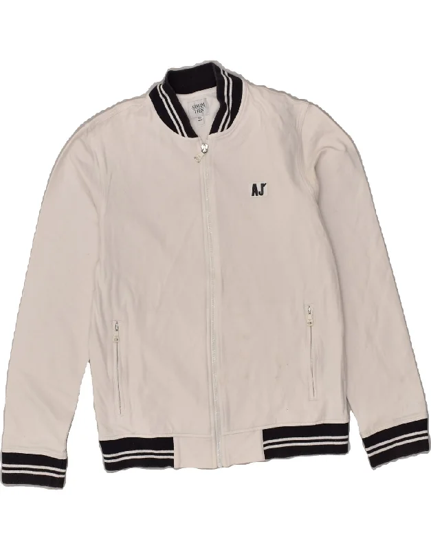 men's lightweight jackets -ARMANI TEEN Boys Tracksuit Top Jacket 13-14 Years White Cotton