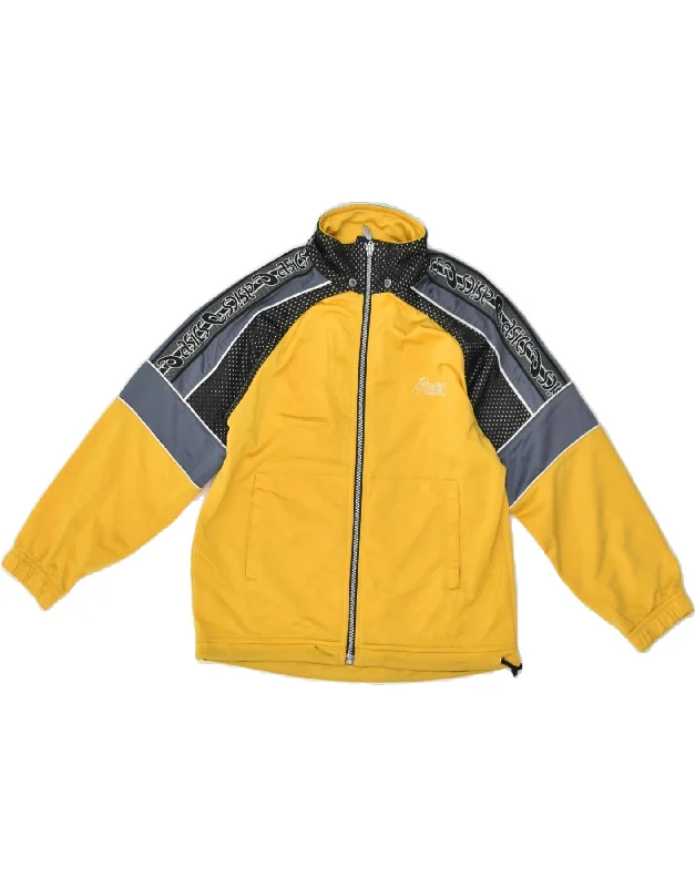 men's warm and insulated jackets -ASICS Boys Graphic Tracksuit Top Jacket 9-10 Years Yellow Colourblock