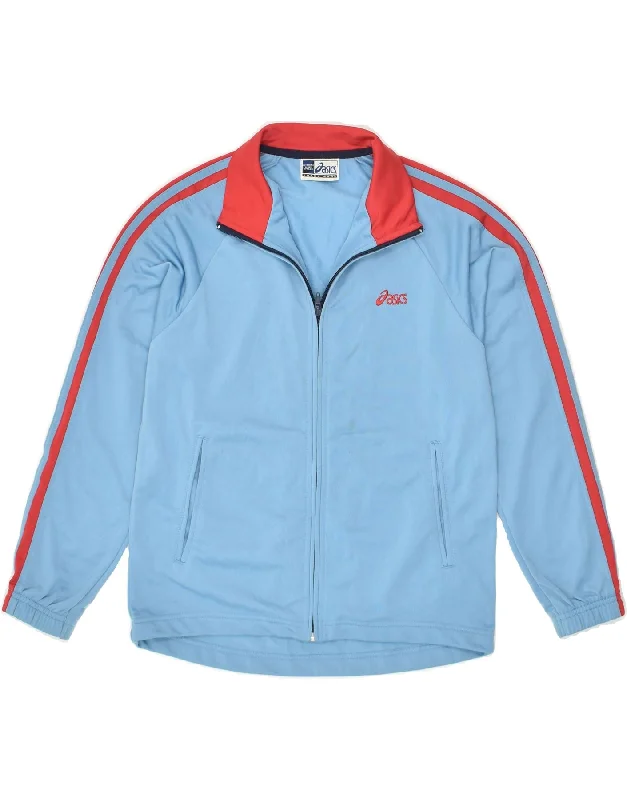 men's heavy-duty jackets for winter -ASICS Boys Tracksuit Top Jacket 11-12 Years Blue Polyester