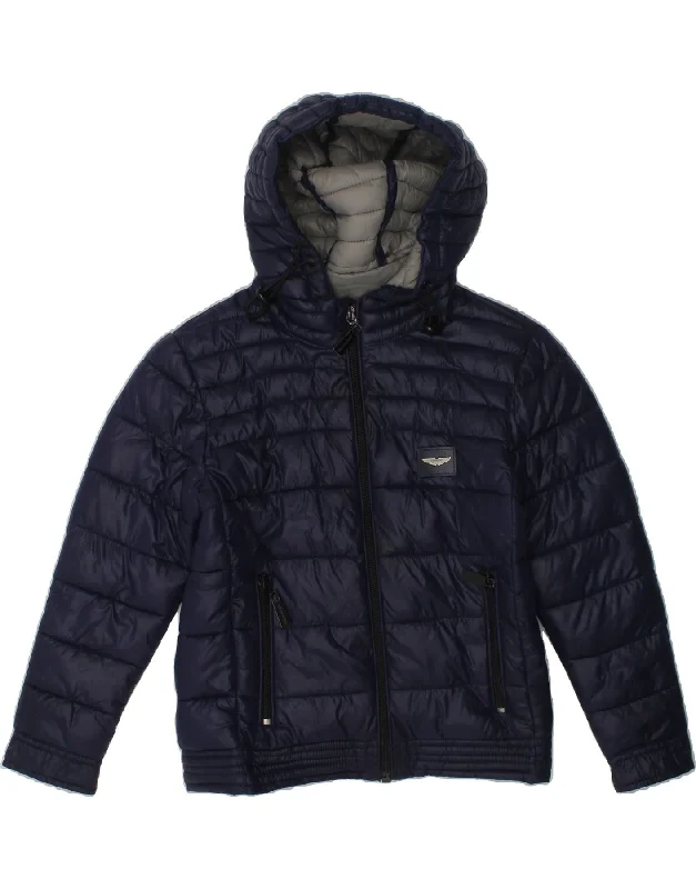 men's classic leather jackets -ASTON MARTIN Boys Hooded Padded Jacket 3-4 Years Navy Blue Nylon