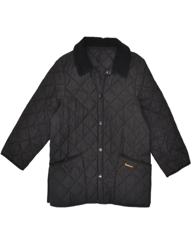 men's padded jackets -BARBOUR Boys Quilted Jacket 11-12 Years Medium Black Polyester