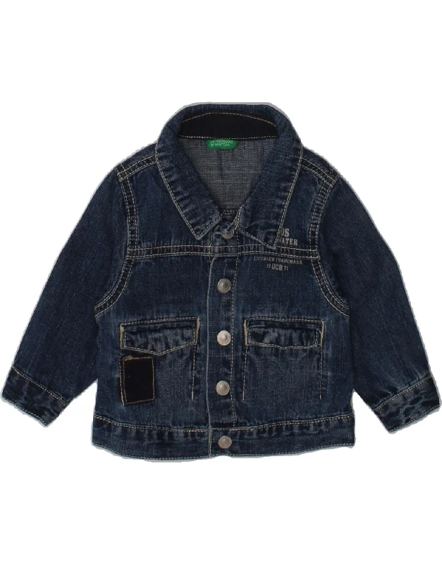 men's winter coats with fur -BENETTON Baby Boys Denim Jacket 6-9 Months Navy Blue Cotton