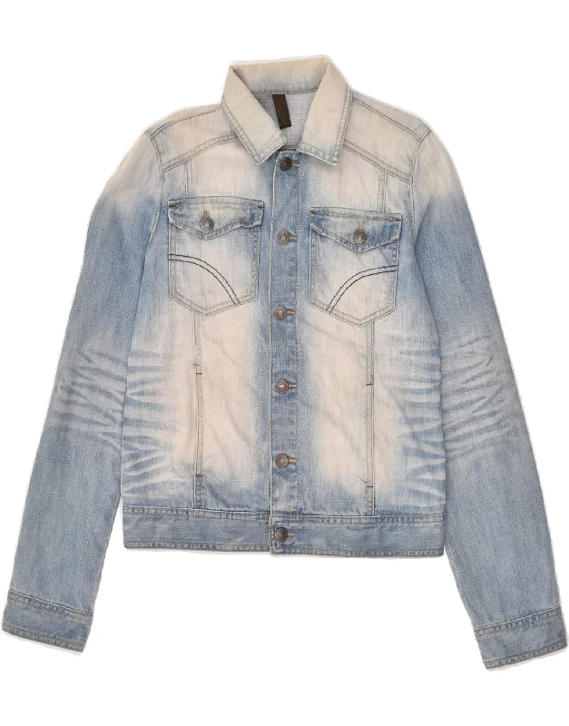 men's military jackets -BENETTON Girls Denim Jacket 11-12 Years 2XL Blue Cotton