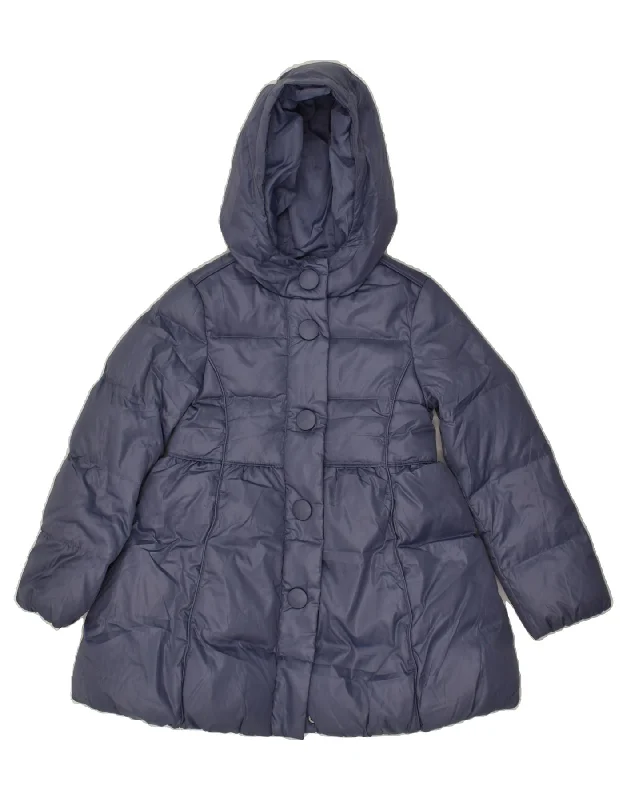 men's formal winter jackets -BENETTON Girls Hooded Padded Jacket 4-5 Years XS Navy Blue Polyester