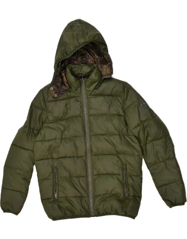 men's quilted jackets -BEST COMPANY Boys Hooded Padded Jacket 11-12 Years Green Polyamide