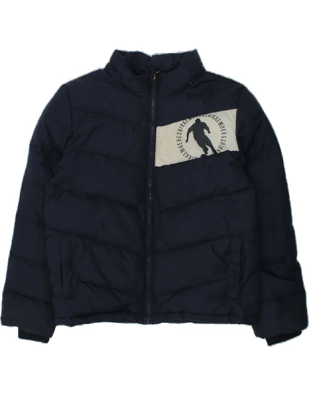 men's trench coats -BIKKEMBERGS Boys Padded Jacket 7-8 Years Navy Blue Polyamide