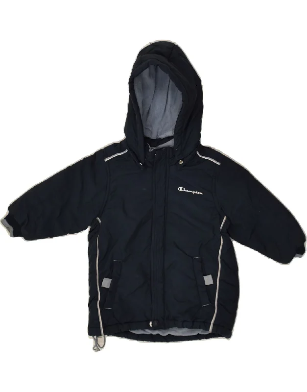 men's performance jackets -CHAMPION Baby Boys Hooded Windbreaker Jacket 9-12 Months Small Navy Blue