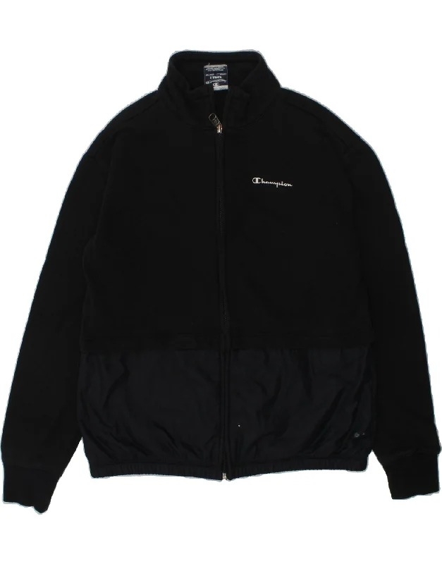 men's long sleeve jackets -CHAMPION Boys Bomber Jacket 11-12 Years Large Black Cotton