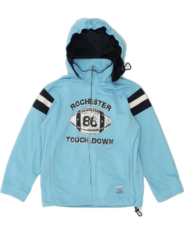 men's fleece jackets -CHAMPION Boys Graphic Hooded Tracksuit Top Jacket 7-8 Years Small Blue