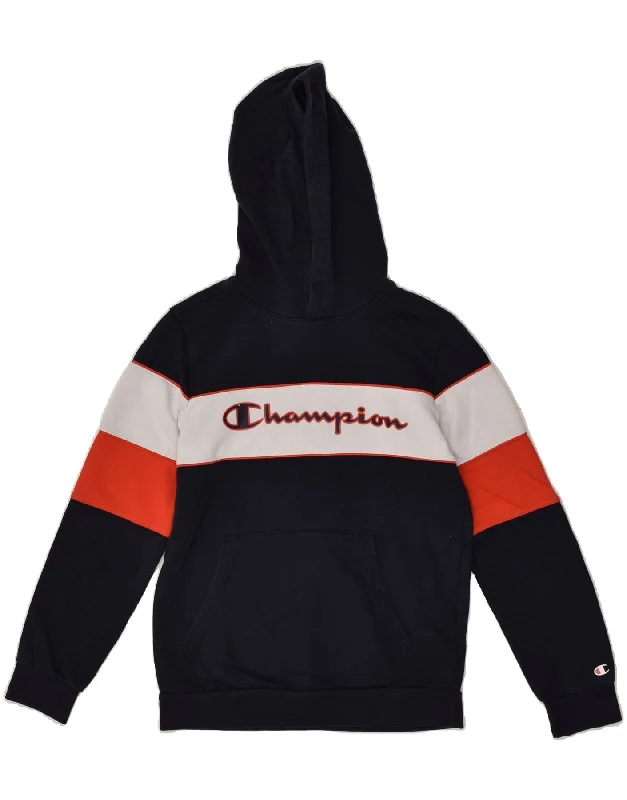 men's casual hoodies -CHAMPION Boys Graphic Hoodie Jumper 11-12 Years Large Black Cotton