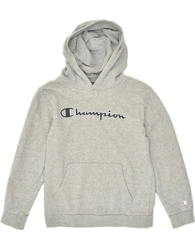 men's high-quality hoodies -CHAMPION Boys Graphic Hoodie Jumper 11-12 Years Large Grey Cotton