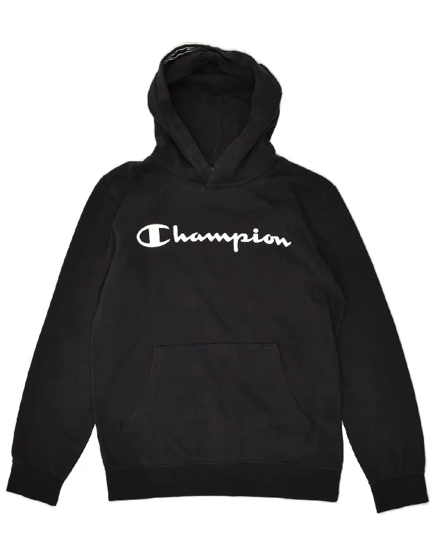 men's high-quality hoodies -CHAMPION Boys Graphic Hoodie Jumper 13-14 Years XL  Black Cotton