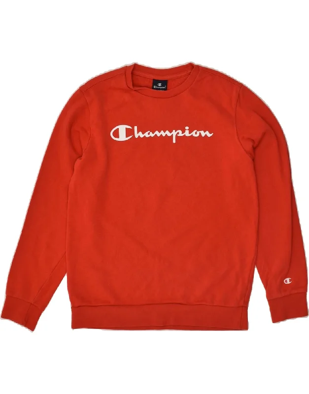 men's warm winter hoodies -CHAMPION Boys Graphic Sweatshirt Jumper 13-14 Years XL  Red Cotton