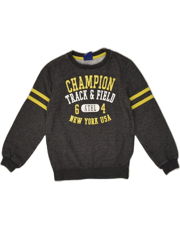 men's lightweight sweatshirts -CHAMPION Boys Graphic Sweatshirt Jumper 5-6 Years XS  Grey Cotton