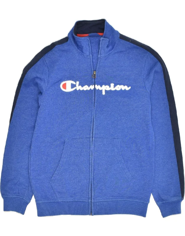 men's rain-resistant jackets -CHAMPION Boys Graphic Tracksuit Top Jacket 11-12 Years Large Blue