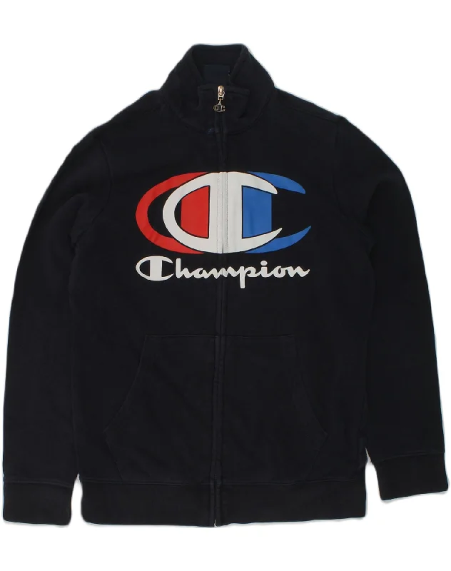 men's slim-fit jackets -CHAMPION Boys Graphic Tracksuit Top Jacket 11-12 Years Large Navy Blue