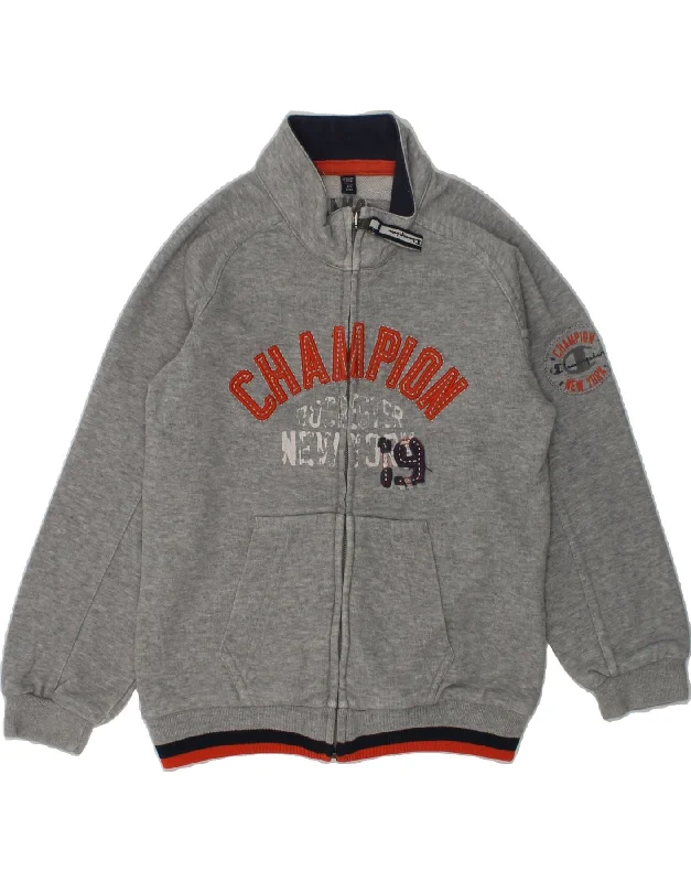 men's waterproof puffer jackets -CHAMPION Boys Graphic Tracksuit Top Jacket 3-4 Years 2XS Grey Cotton