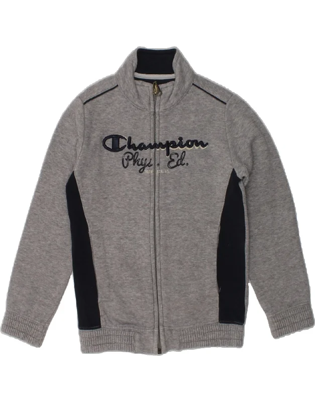 men's workwear jackets -CHAMPION Boys Graphic Tracksuit Top Jacket 3-4 Years 2XS Grey Cotton