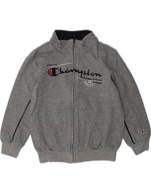 men's outdoor jackets -CHAMPION Boys Graphic Tracksuit Top Jacket 3-4 Years 2XS Grey