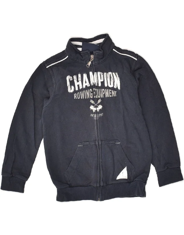 men's outdoor jackets -CHAMPION Boys Graphic Tracksuit Top Jacket 5-6 Years Navy Blue Cotton